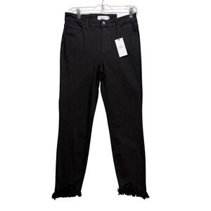 Jelly Jeans Skinny Jeans Women Size 9 Black Fringed Hem High Rise Stretch